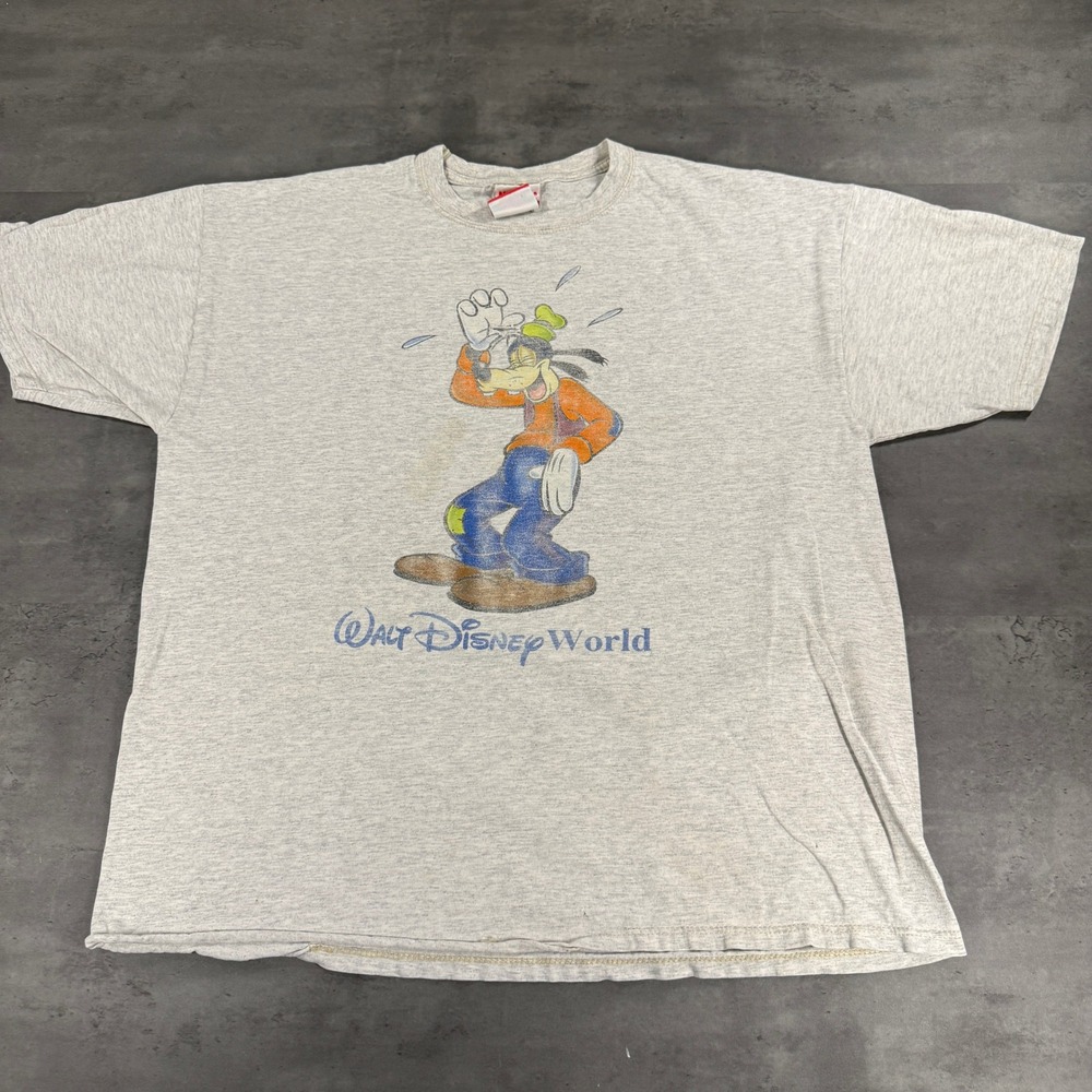 Vintage Mickey Inc T-Shirt XL Goofy Walt Disney World Gray Paper Thin Distress